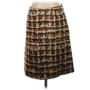 Doncaster‎ Collection Brown Abstract Grid Print A-Line Skirt Women Size 2 Knee